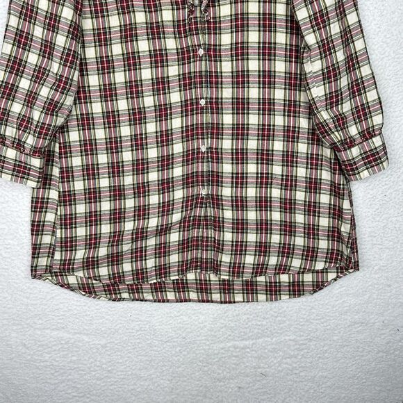 Soft Surroundings Plaid Ruffle Tunic Top Large 100% Cotton Button Front - Picture 3 of 13